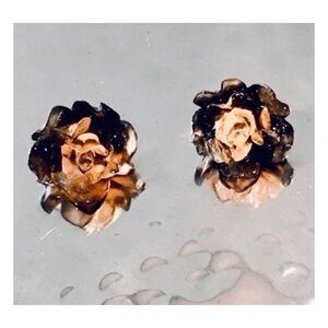 Vintage Amber Colored Rose Acrylic Post Earrings
